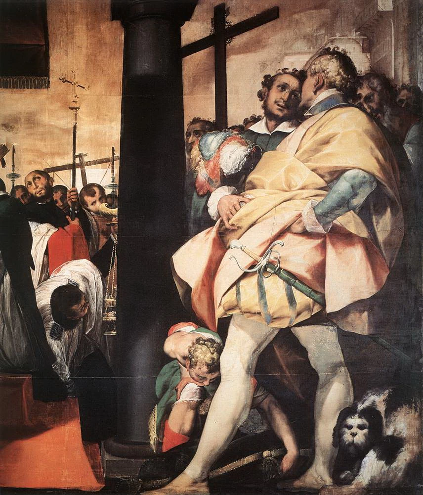 Episodio della vita di San Carlo Borromeo (1538 - 1584), erezione della croce a Milano, Cattedrale di Milano, dettaglio